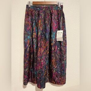 Vintage Jessica Ltd 100% Silk Colorful Boho Artsy Paisley Maxi Skirt Small NWT